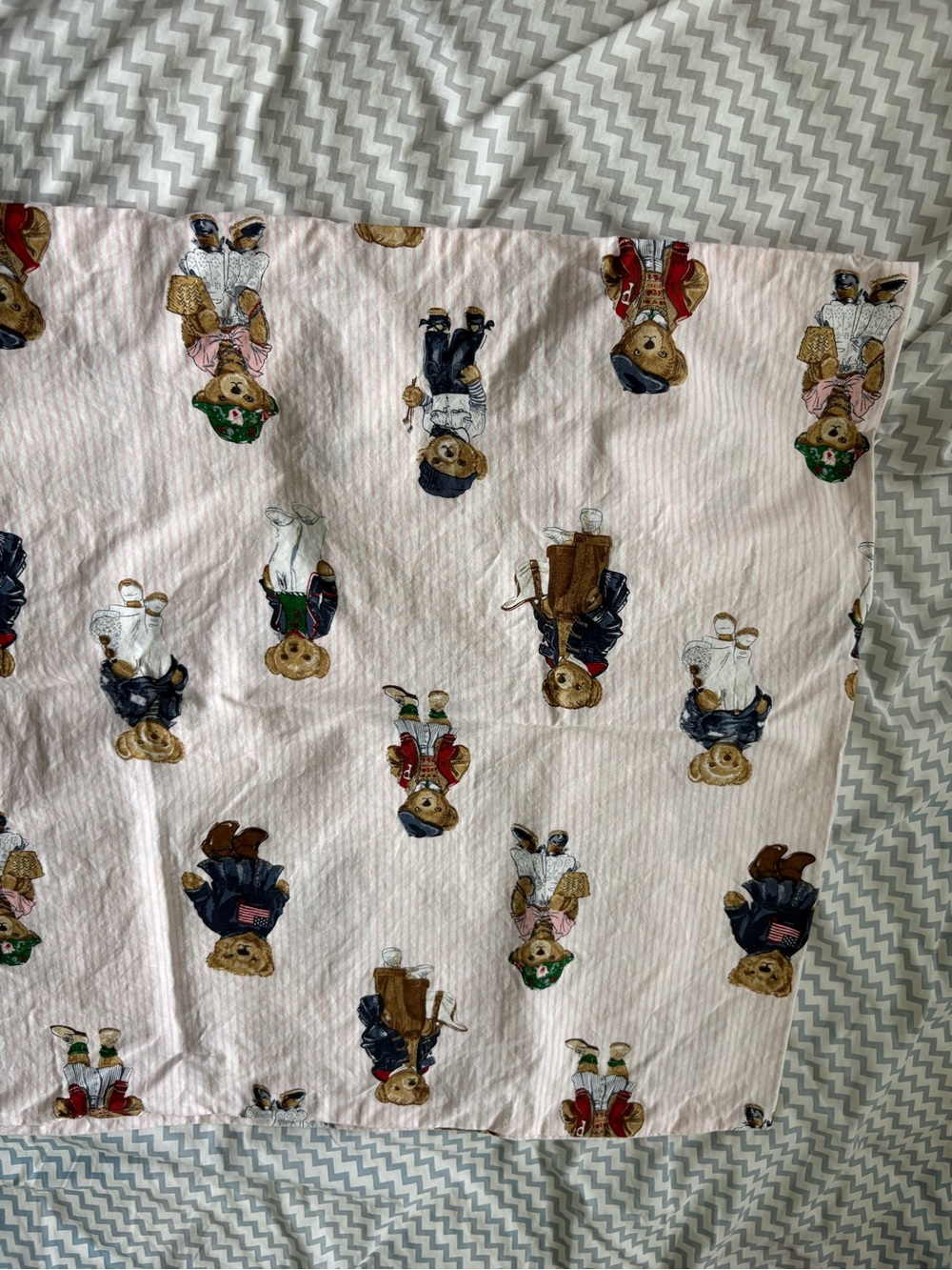 POLO RALPH LAUREN 1 Polo Bear Standard Pillowcase Pink Striped Girl Bear - Picture 4 of 10